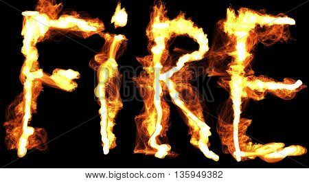 The word Fire written in flames. Digital illustration.