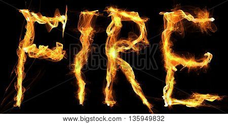 The word Fire written in flames. Digital illustration.