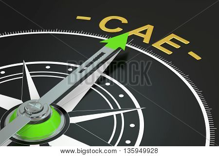 CAE compass concept 3D rendering  isolated on black background