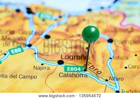 Calahorra pinned on a map of Spain