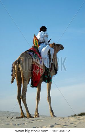Tuareg pilota sul suo cammello nel deserto