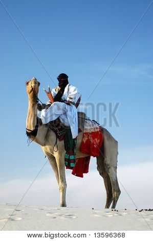 Tuareg Rider e cammello rivolto in avanti