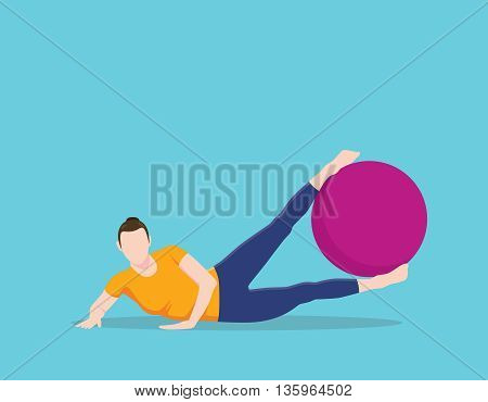 side leg lifts exercise ball pilates position name vector graphic illustration