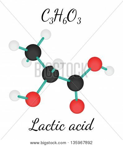 C3H6O3 Lactic acid 3d molecule isolated on white