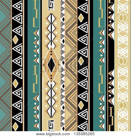 African ethno abstract seamless tribal pattern with decorative folk elements background