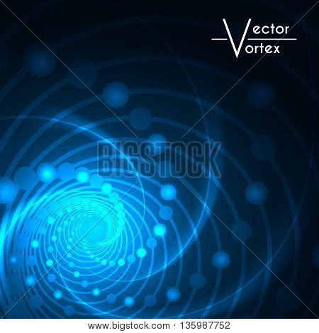 Vortex glow radial lights abstract background blue. Vector illustration