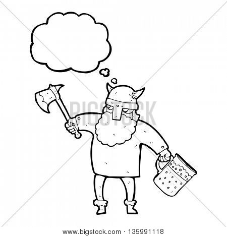 freehand drawn thought bubble cartoon drunk viking