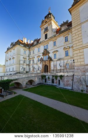 VALTICE, CZECH REPUBLIC - JUNE 22, 2016: Palace in town of Valtice in Moravia, Czech Republic on June 22, 2016.