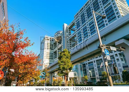 Tokyo, Japan - November 27 2015: Fuji T.v. Headquarters, One Of The Most Striking Buildings In Japan