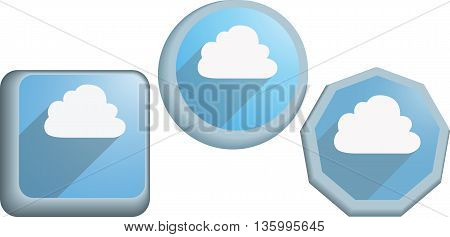 Three vector icons. Clouds with a shadow square, circle, polygon.