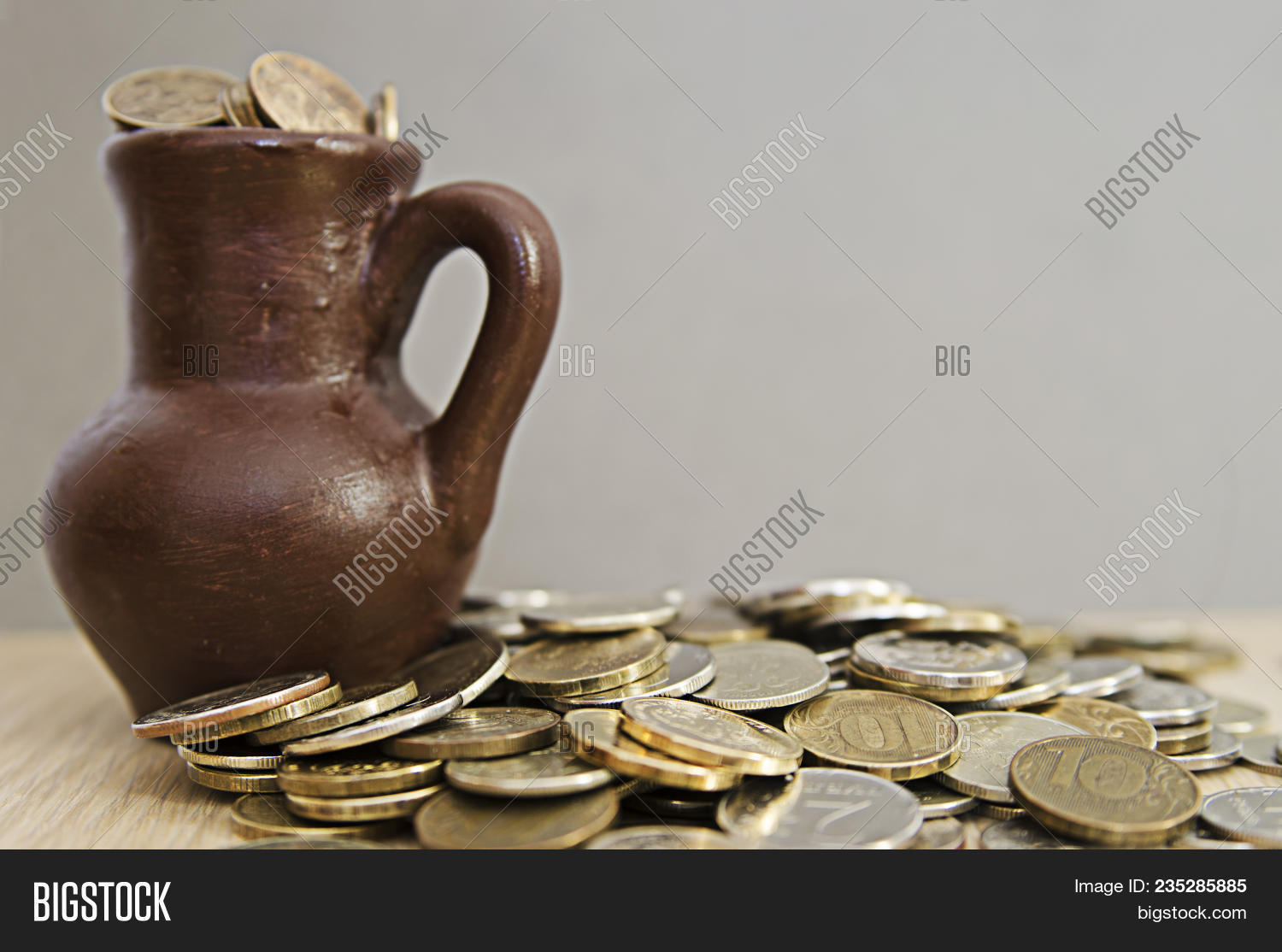 ancient jug coins old