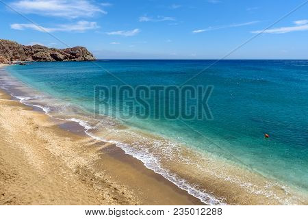 Beautiful Sandy Paleochori Beach And Sea Bay On Milos Island. Cyclades, Greece.
