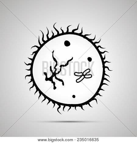 Primitive Bacteria With Flagellums, Simple Black Icon With Shadow