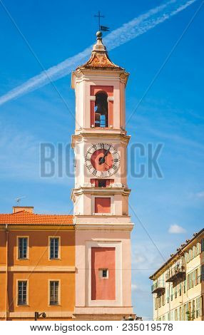 Pink Bell Tower In Nice