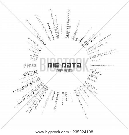 Circle Bigdata Abstract Vector Background. Digital Columns Of Datum. Big Data Concept
