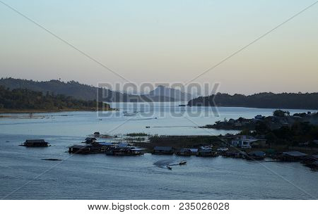 The Atmosphere At Sangkha Buri In The Early Morning Time. Sangkhla-buri, Is In Kanchanaburi Province