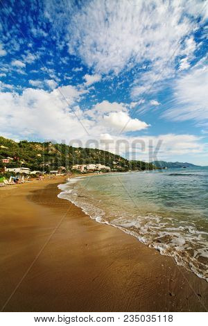 View Of Beach Of Kontogialos, Pelekas, Corfu, Greece