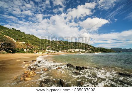 View Of Beach Of Kontogialos, Pelekas, Corfu, Greece
