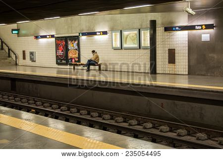Lisbon Portugal. 04 April 2018. Rato Metro Station In Lisbon.lisbon, Portugal. Photography By Ricard