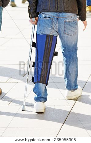 Bandage On A Sore Leg.knee Does Not Bend When Walking.