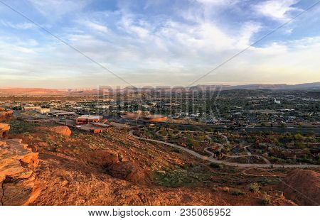 Desert And City Panoramic Views From Hiking Trails Around St. George Utah Around Beck Hill, Chuckwal