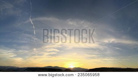Desert Sunset Panoramic Views From Hiking Trails Around St. George Utah Around Beck Hill, Chuckwalla
