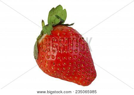 Strawberry Isolated On White Background. Clipping Path.  A Real Real Strawberry.