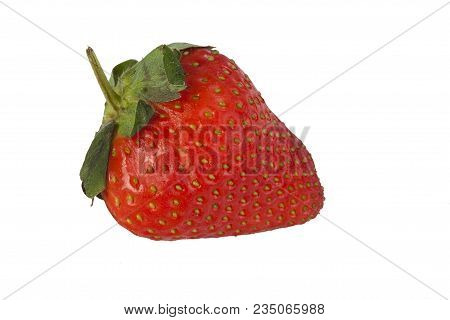 Strawberry Isolated On White Background. Clipping Path.  A Real Real Strawberry.