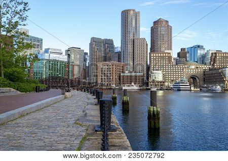 South Boston, Massachusetts, Usa - June 9, 2016: Section Of The 43-mile Harborwalk Runs Along Fan Pi