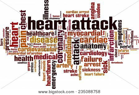 Heart Attack Word Cloud Concept. Vector Illustration On White