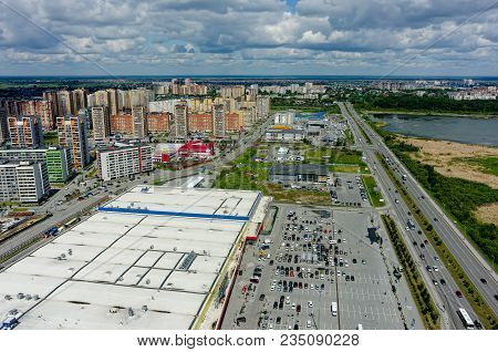 Tyumen, Russia - June 13, 2017: Aerial View Onto Zeleniy Bereg Shopping Center And European Resident