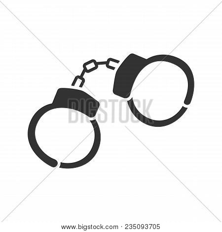Handcuffs Glyph Icon. Manacle. Silhouette Symbol. Negative Space. Vector Isolated Illustration