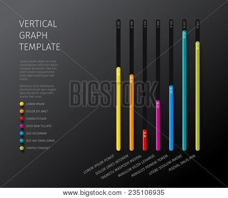 Vector Flat Design Statistics Vertical Column Graph Template For Your Infographics - Dark Version