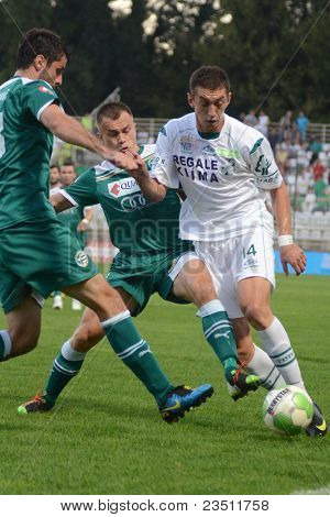 KAPOSVAR, Ungheria - 10 settembre: Serghei Alexeev (in bianco) in azione presso un campione nazionale ungherese