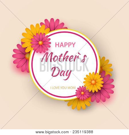 Mother's Day Greeting Card With Beautiful Blossom Flowers