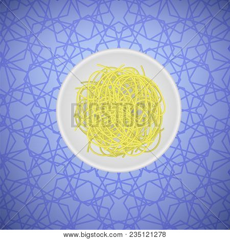 Boiled Floury Product Spaghetti Pattern On Blue Background