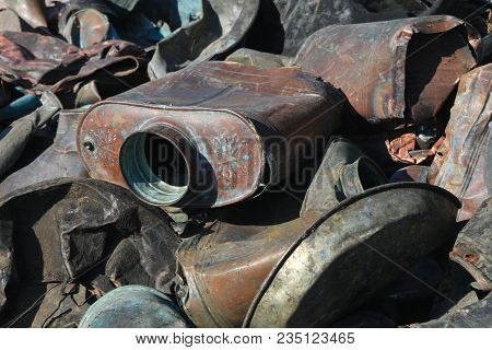 Closeup Of Metal Trash Piled For Scarp