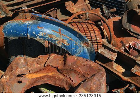 Closeup Of Metal Trash Piled For Scarp