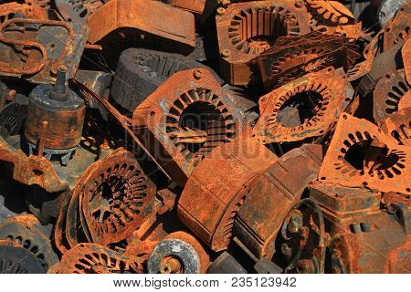 Closeup Of Metal Trash Piled For Scarp