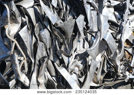 Closeup Of Metal Trash Piled For Scarp