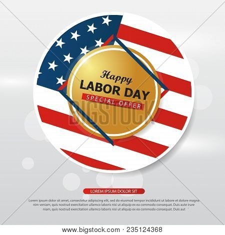 Happy Labor Day American Flag Banner Collections, Labor Day Flyer Brochure Ads Template Set