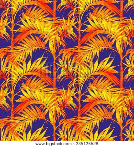 Palm Seamless Pattern. Tropical Leaves Vector Backgrounds.