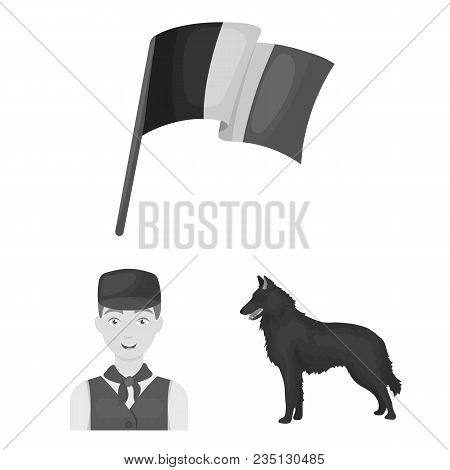 Country Belgium Monochrome Icons In Set Collection For Design.travel And Attractions Belgium Vector 