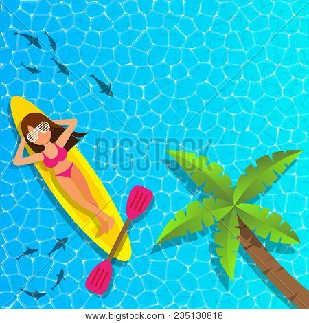 Woman Relaxing And Enjoying On  Cannu Boat At The Sea For Summer Concept