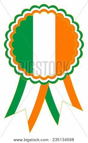 Award Ribbon In The National Colours Green, White And Orange Of Ireland Useable As Emblem Or Banner 