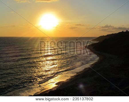 Love Beach. Aphrodite's Rock - Aphrodite's Birthplace Near Paphos City. The Rock Of The Greek (petra
