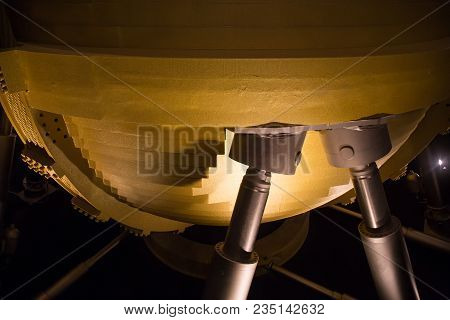 Taipei, Taiwan - January 05, 2015: Damper Ball And Suspension Inside The Taipei 101 Skyscraper