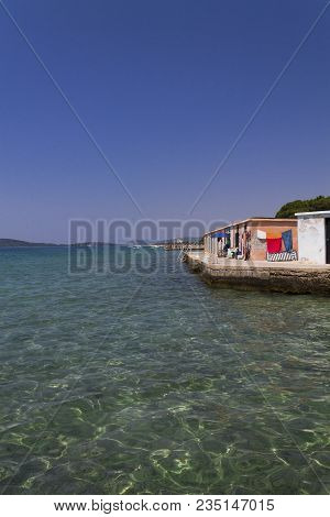 Vintage Beach Cabin In Croatia On A Sunny Day