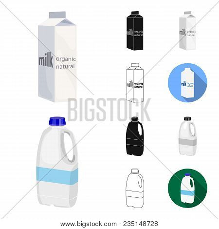 Milk Product Cartoon, Black, Flat, Monochrome, Outline Icons In Set Collection For Design.milk And F