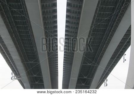 Look At The Bottom View Of The Bridge Cross The Road.